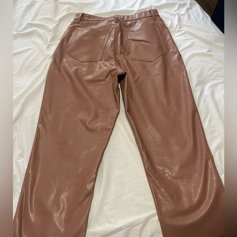 Abercrombie & Fitch The 90’s Straight Tan Vegan Leather Pants - Picture 7 of 8